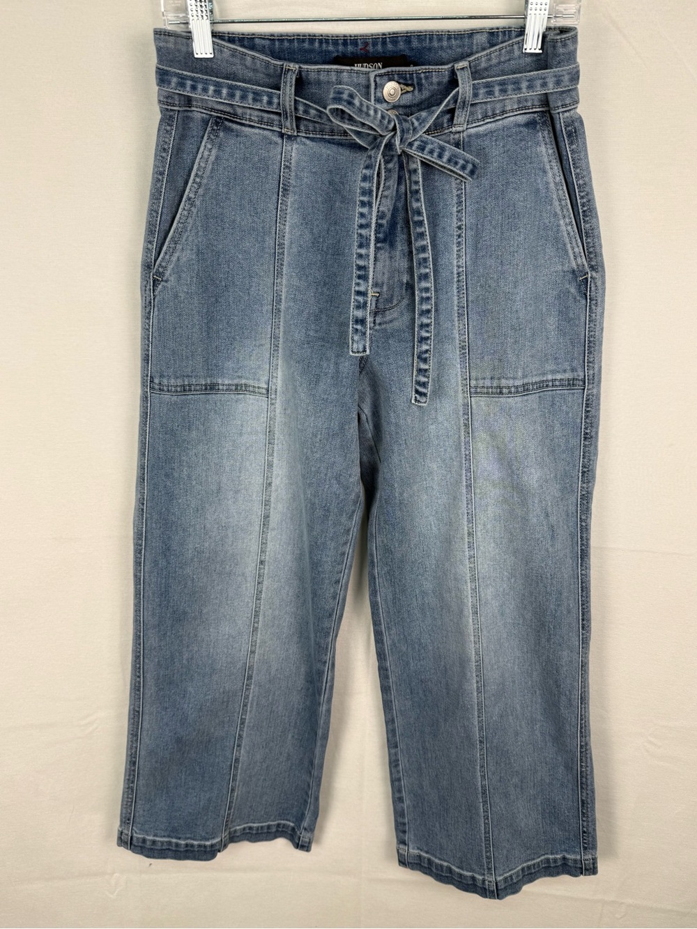 Hudson Jeans Light Blue Paperbag Waist Cropped Jeans
